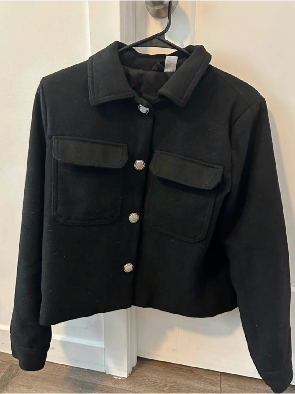 H&M Black Button-Front Utility Jacket